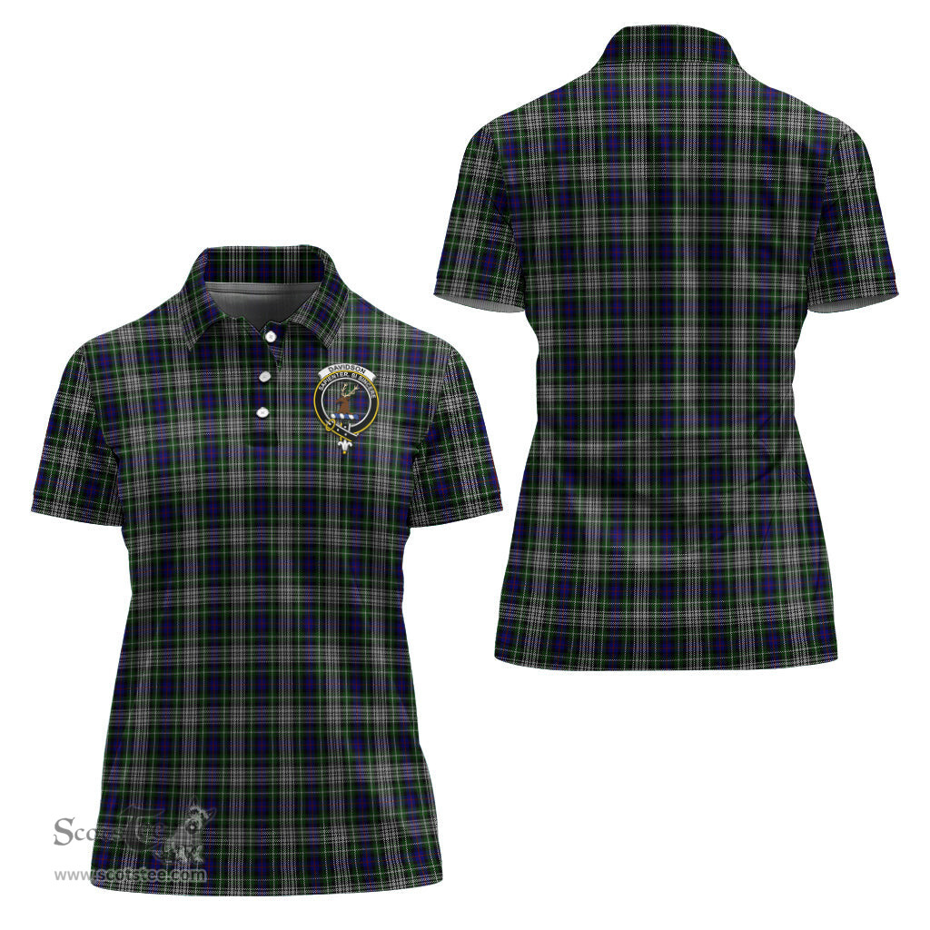 Scottish Davidson of Tulloch Dress Clan Tartan Polo Shirt with Family Crest For Women, Women's Scottish Polo Shirt Scottish Plaid Tartan Plaid - ScotsTee - scotstee.com