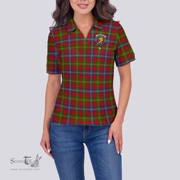 Scottish Forrester Clan Tartan Polo Shirt with Family Crest For Women, Women's Scottish Polo Shirt Scottish Plaid Tartan Plaid - ScotsTee - scotstee.com