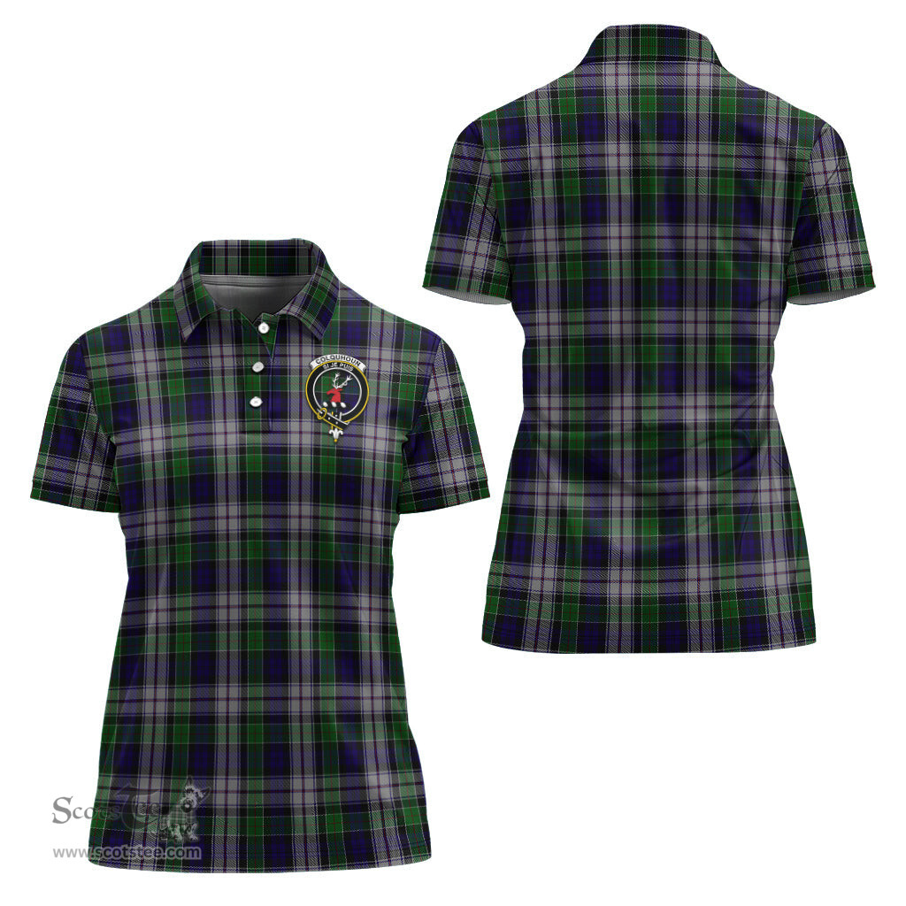 Scottish Colquhoun Dress Clan Tartan Polo Shirt with Family Crest For Women, Women's Scottish Polo Shirt Scottish Plaid Tartan Plaid - ScotsTee - scotstee.com