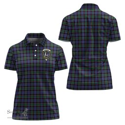 Scottish Fletcher Modern Clan Tartan Polo Shirt with Family Crest For Women, Women's Scottish Polo Shirt Scottish Plaid Tartan Plaid - ScotsTee - scotstee.com