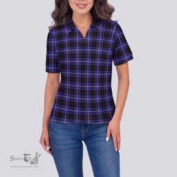 Scottish Dunlop Modern Clan Tartan Polo Shirt For Women, Women's Scottish Polo Shirt Scottish Plaid Tartan Plaid - ScotsTee - scotstee.com