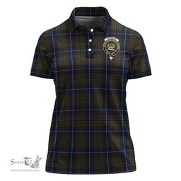 Scottish Douglas Brown Clan Tartan Polo Shirt with Family Crest For Women, Women's Scottish Polo Shirt Scottish Plaid Tartan Plaid - ScotsTee - scotstee.com