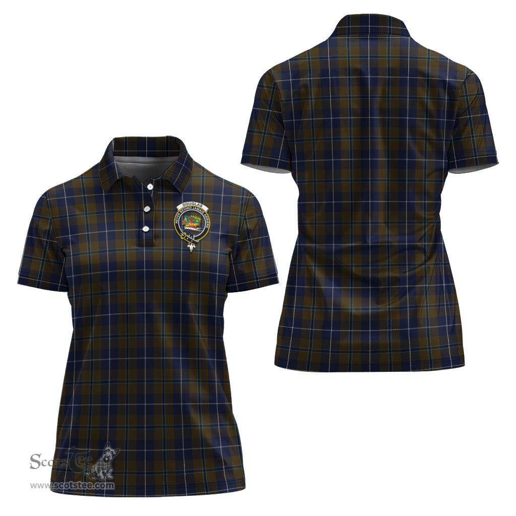 Scottish Douglas Brown Clan Tartan Polo Shirt with Family Crest For Women, Women's Scottish Polo Shirt Scottish Plaid Tartan Plaid - ScotsTee - scotstee.com