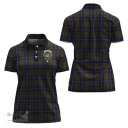 Scottish Douglas Brown Clan Tartan Polo Shirt with Family Crest For Women, Women's Scottish Polo Shirt Scottish Plaid Tartan Plaid - ScotsTee - scotstee.com