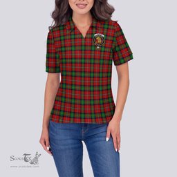 Scottish Fairlie Modern Clan Tartan Polo Shirt with Family Crest For Women, Women's Scottish Polo Shirt Scottish Plaid Tartan Plaid - ScotsTee - scotstee.com