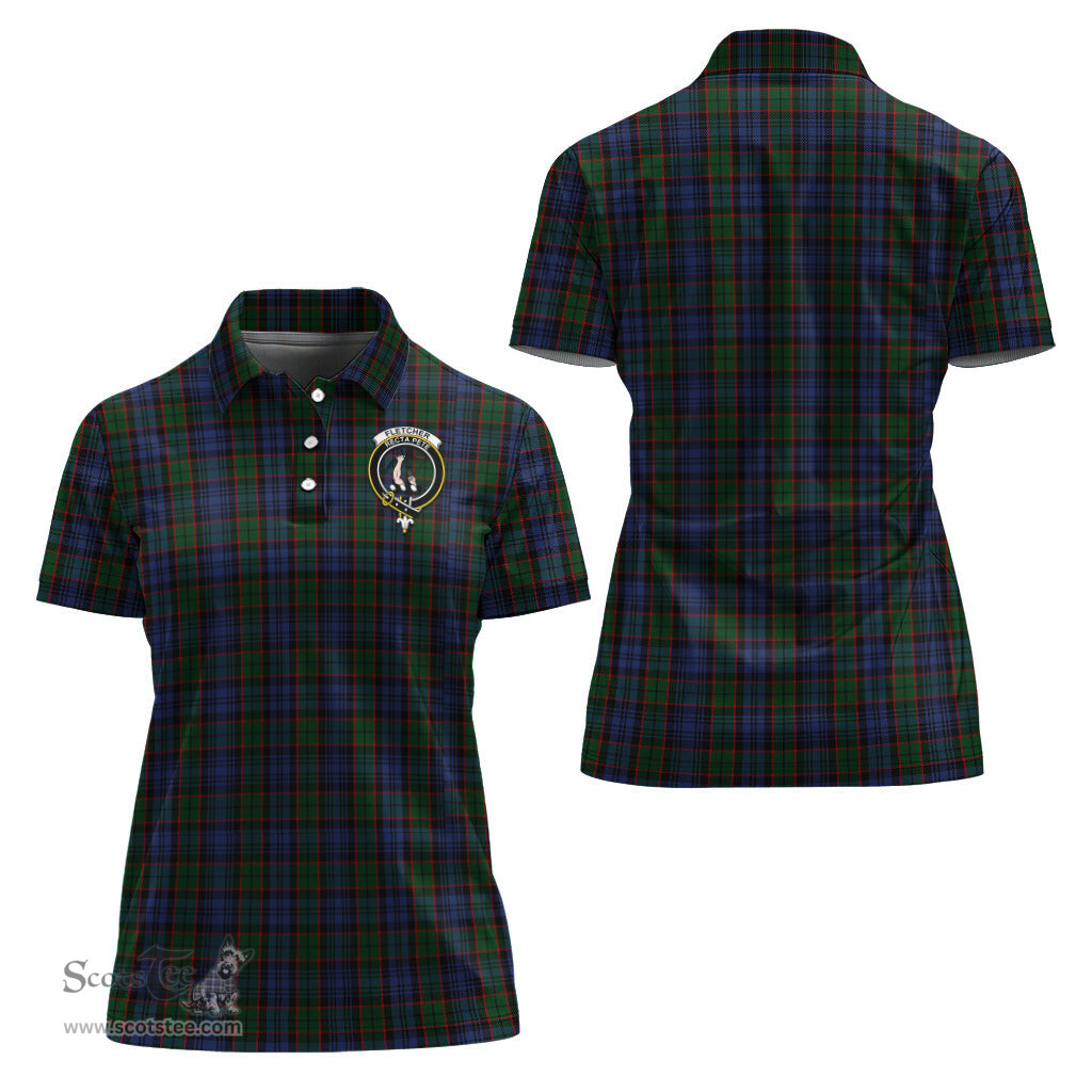 Scottish Fletcher Clan Tartan Polo Shirt with Family Crest For Women, Women's Scottish Polo Shirt Scottish Plaid Tartan Plaid - ScotsTee - scotstee.com