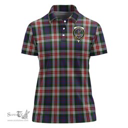 Scottish Fraser Red Dress Clan Tartan Polo Shirt with Family Crest For Women, Women's Scottish Polo Shirt Scottish Plaid Tartan Plaid - ScotsTee - scotstee.com