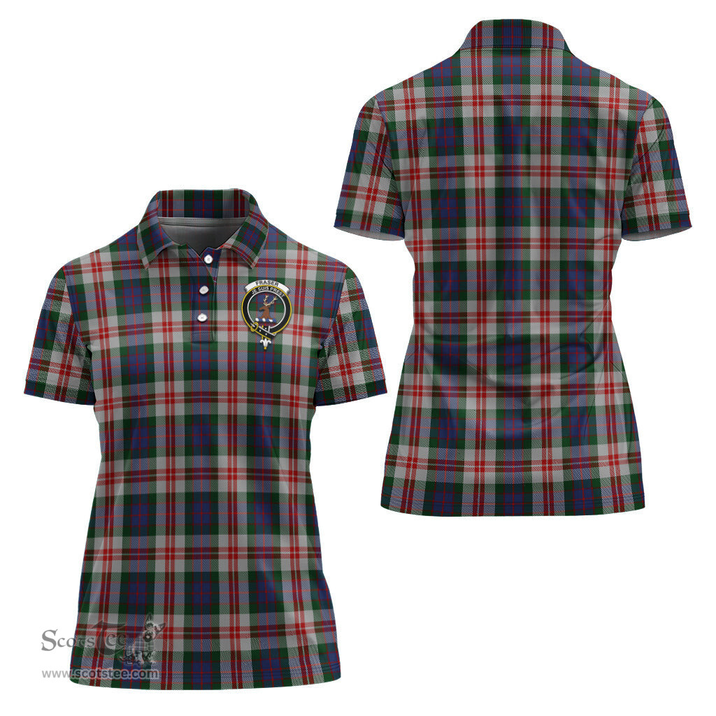 Scottish Fraser Red Dress Clan Tartan Polo Shirt with Family Crest For Women, Women's Scottish Polo Shirt Scottish Plaid Tartan Plaid - ScotsTee - scotstee.com