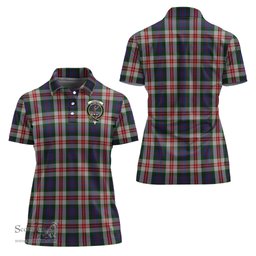 Scottish Fraser Red Dress Clan Tartan Polo Shirt with Family Crest For Women, Women's Scottish Polo Shirt Scottish Plaid Tartan Plaid - ScotsTee - scotstee.com