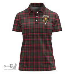 Scottish Cumming Hunting Modern Clan Tartan Polo Shirt with Family Crest For Women, Women's Scottish Polo Shirt Scottish Plaid Tartan Plaid - ScotsTee - scotstee.com