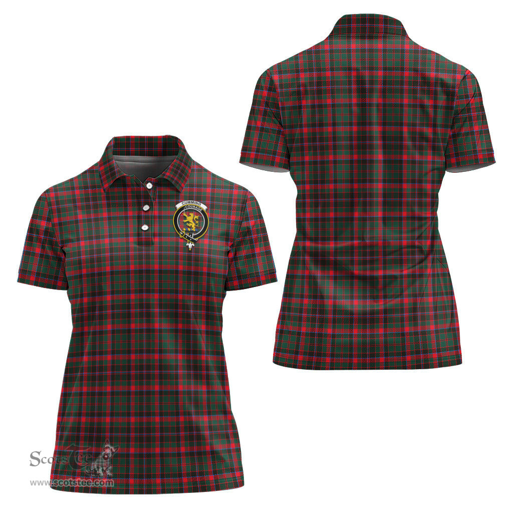 Scottish Cumming Hunting Modern Clan Tartan Polo Shirt with Family Crest For Women, Women's Scottish Polo Shirt Scottish Plaid Tartan Plaid - ScotsTee - scotstee.com
