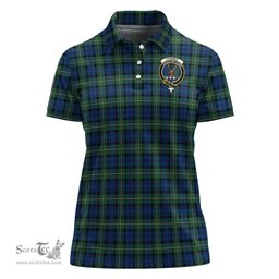 Scottish Forbes Ancient Clan Tartan Polo Shirt with Family Crest For Women, Women's Scottish Polo Shirt Scottish Plaid Tartan Plaid - ScotsTee - scotstee.com