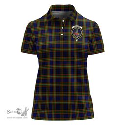 Scottish Clelland Modern Clan Tartan Polo Shirt with Family Crest For Women, Women's Scottish Polo Shirt Scottish Plaid Tartan Plaid - ScotsTee - scotstee.com