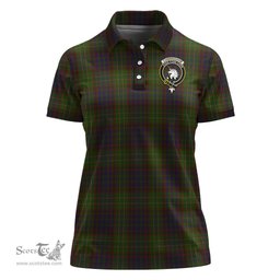 Scottish Cunningham Hunting Modern Clan Tartan Polo Shirt with Family Crest For Women, Women's Scottish Polo Shirt Scottish Plaid Tartan Plaid - ScotsTee - scotstee.com