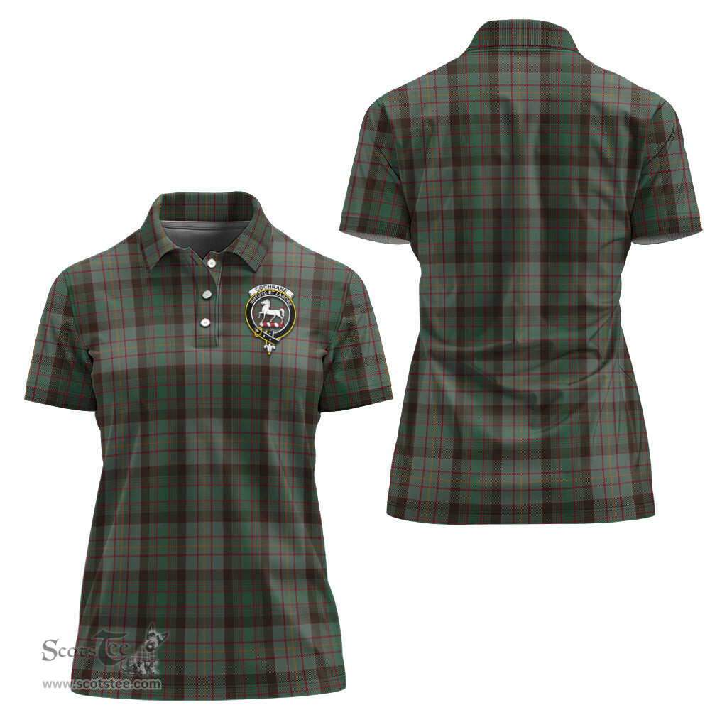 Scottish Cochrane Hunting Clan Tartan Polo Shirt with Family Crest For Women, Women's Scottish Polo Shirt Scottish Plaid Tartan Plaid - ScotsTee - scotstee.com