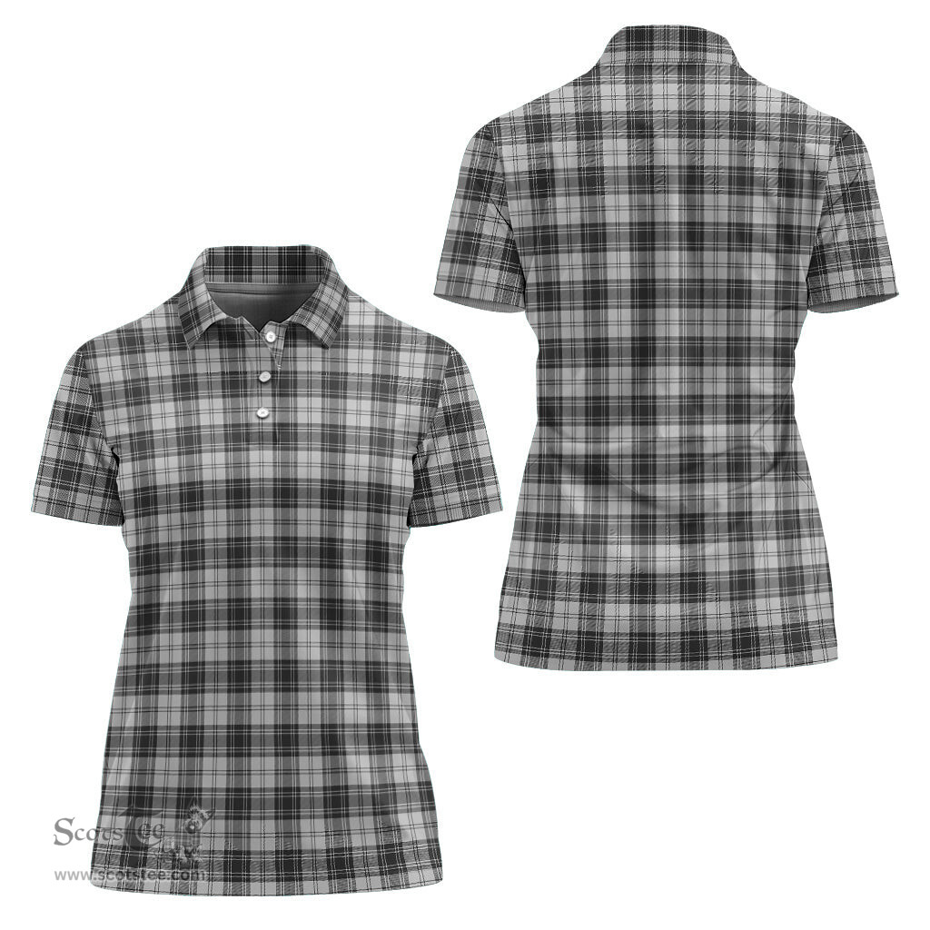 Scottish Douglas Grey Modern Clan Tartan Polo Shirt For Women, Women's Scottish Polo Shirt Scottish Plaid Tartan Plaid - ScotsTee - scotstee.com