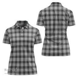 Scottish Douglas Grey Modern Clan Tartan Polo Shirt For Women, Women's Scottish Polo Shirt Scottish Plaid Tartan Plaid - ScotsTee - scotstee.com