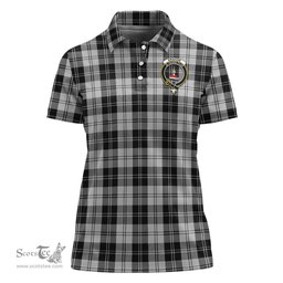 Scottish Erskine Black and White Clan Tartan Polo Shirt with Family Crest For Women, Women's Scottish Polo Shirt Scottish Plaid Tartan Plaid - ScotsTee - scotstee.com