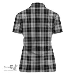 Scottish Erskine Black and White Clan Tartan Polo Shirt with Family Crest For Women, Women's Scottish Polo Shirt Scottish Plaid Tartan Plaid - ScotsTee - scotstee.com