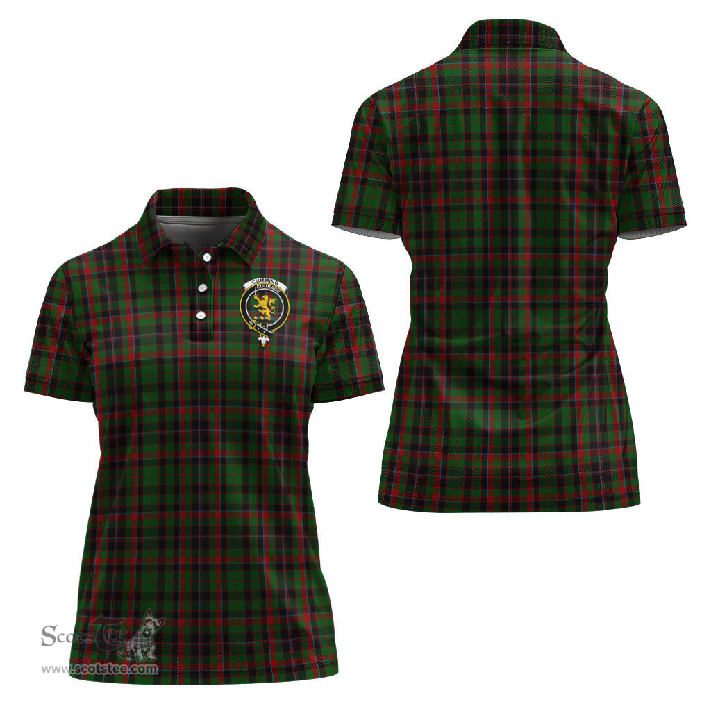 Scottish Cumming Hunting Clan Tartan Polo Shirt with Family Crest For Women, Women's Scottish Polo Shirt Scottish Plaid Tartan Plaid - ScotsTee - scotstee.com