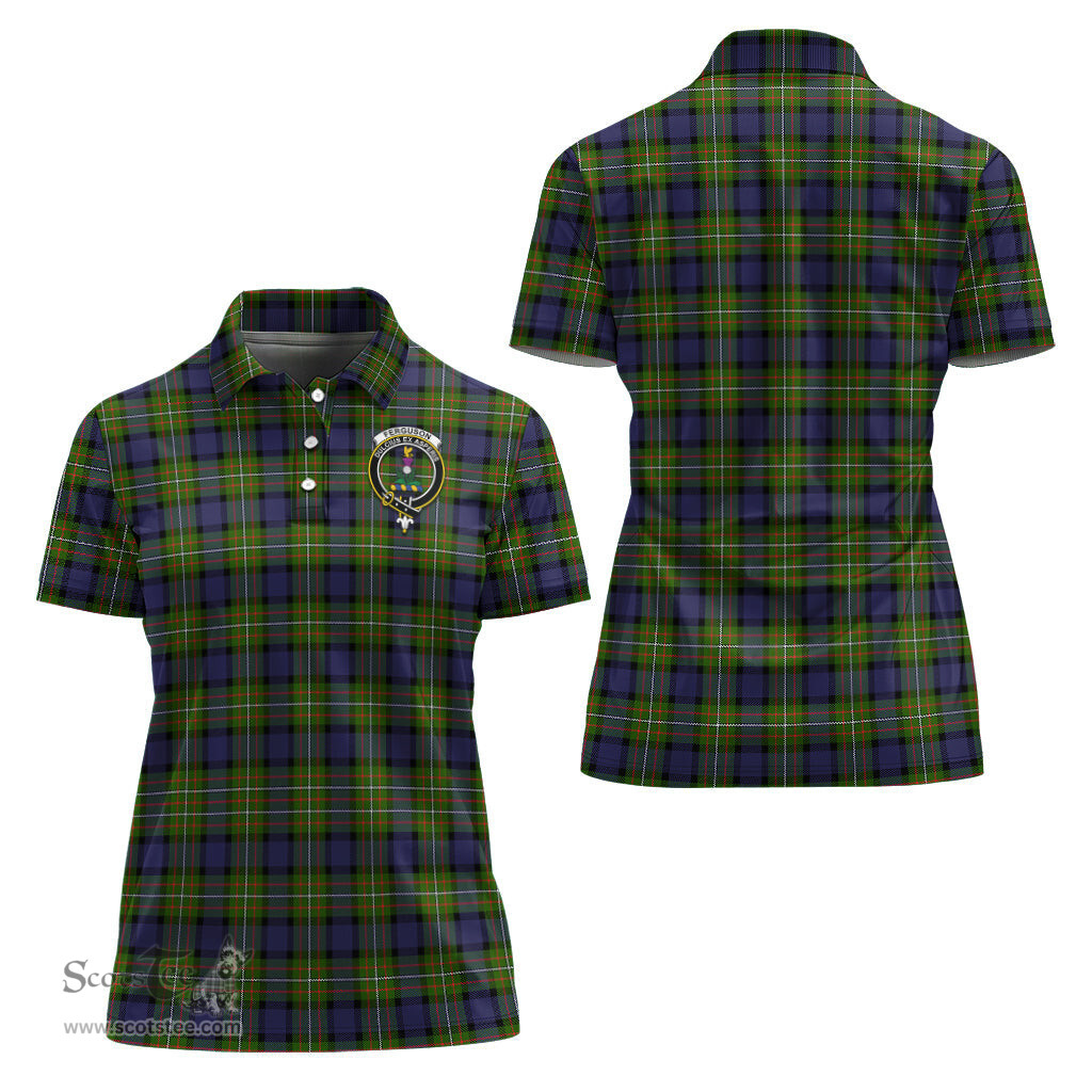 Scottish Ferguson Modern Clan Tartan Polo Shirt with Family Crest For Women, Women's Scottish Polo Shirt Scottish Plaid Tartan Plaid - ScotsTee - scotstee.com