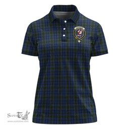 Scottish Cockburn Blue Clan Tartan Polo Shirt with Family Crest For Women, Women's Scottish Polo Shirt Scottish Plaid Tartan Plaid - ScotsTee - scotstee.com