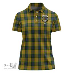 Scottish Fraser Yellow Clan Tartan Polo Shirt with Family Crest For Women, Women's Scottish Polo Shirt Scottish Plaid Tartan Plaid - ScotsTee - scotstee.com