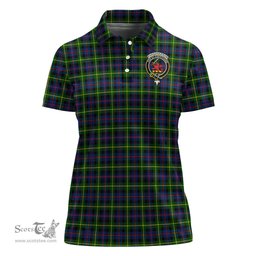Scottish Farquharson Modern Clan Tartan Polo Shirt with Family Crest For Women, Women's Scottish Polo Shirt Scottish Plaid Tartan Plaid - ScotsTee - scotstee.com