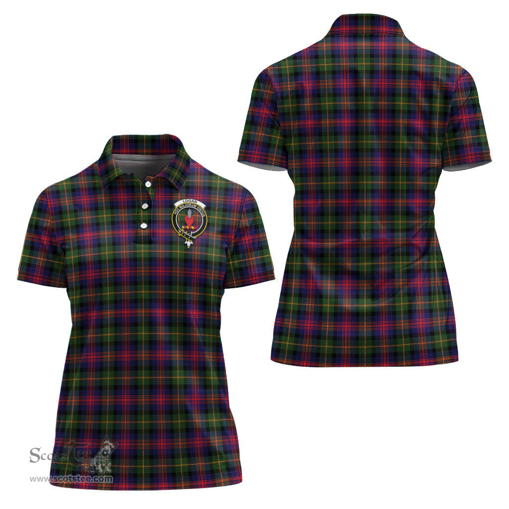 Scottish Logan Modern Clan Tartan Polo Shirt with Family Crest For Women, Women's Scottish Polo Shirt Scottish Plaid Tartan Plaid - ScotsTee - scotstee.com