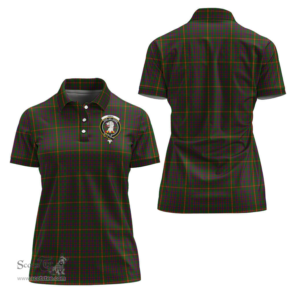 Scottish Hall Clan Tartan Polo Shirt with Family Crest For Women, Women's Scottish Polo Shirt Scottish Plaid Tartan Plaid - ScotsTee - scotstee.com