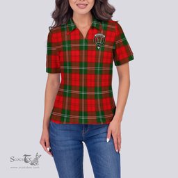 Scottish Gartshore Clan Tartan Polo Shirt with Family Crest For Women, Women's Scottish Polo Shirt Scottish Plaid Tartan Plaid - ScotsTee - scotstee.com