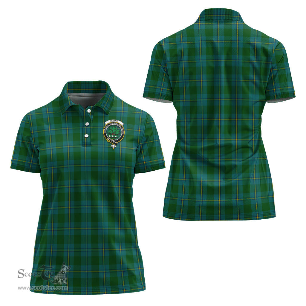 Scottish Irvine of Bonshaw Clan Tartan Polo Shirt with Family Crest For Women, Women's Scottish Polo Shirt Scottish Plaid Tartan Plaid - ScotsTee - scotstee.com