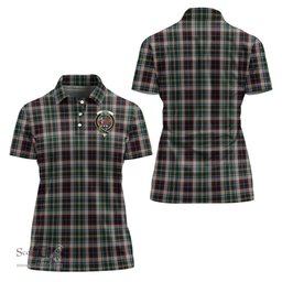 Scottish Innes Dress Clan Tartan Polo Shirt with Family Crest For Women, Women's Scottish Polo Shirt Scottish Plaid Tartan Plaid - ScotsTee - scotstee.com