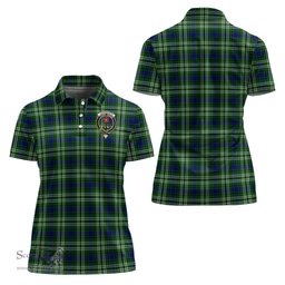 Scottish Learmonth Clan Tartan Polo Shirt with Family Crest For Women, Women's Scottish Polo Shirt Scottish Plaid Tartan Plaid - ScotsTee - scotstee.com