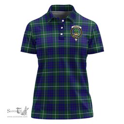 Scottish Hamilton Hunting Modern Clan Tartan Polo Shirt with Family Crest For Women, Women's Scottish Polo Shirt Scottish Plaid Tartan Plaid - ScotsTee - scotstee.com