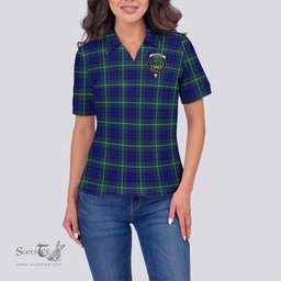 Scottish Hamilton Hunting Modern Clan Tartan Polo Shirt with Family Crest For Women, Women's Scottish Polo Shirt Scottish Plaid Tartan Plaid - ScotsTee - scotstee.com