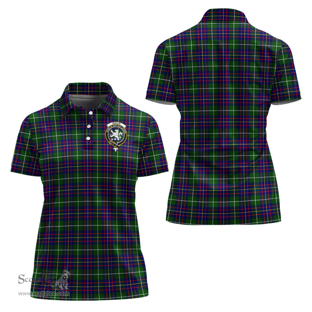 Scottish Inglis Modern Clan Tartan Polo Shirt with Family Crest For Women, Women's Scottish Polo Shirt Scottish Plaid Tartan Plaid - ScotsTee - scotstee.com