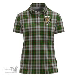 Scottish Hay White Dress Clan Tartan Polo Shirt with Family Crest For Women, Women's Scottish Polo Shirt Scottish Plaid Tartan Plaid - ScotsTee - scotstee.com