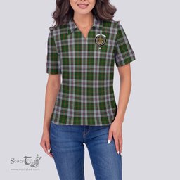 Scottish Hay White Dress Clan Tartan Polo Shirt with Family Crest For Women, Women's Scottish Polo Shirt Scottish Plaid Tartan Plaid - ScotsTee - scotstee.com