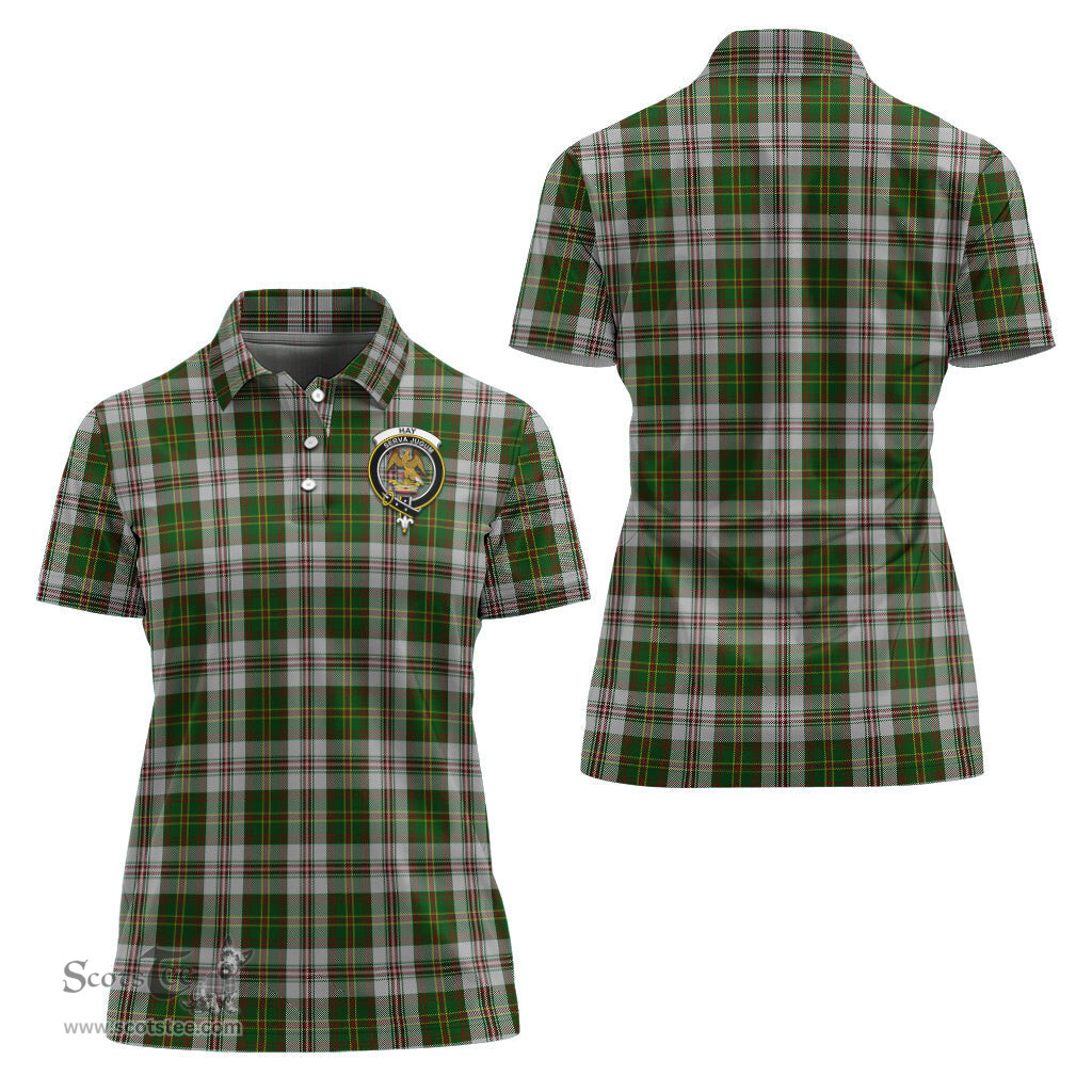 Scottish Hay White Dress Clan Tartan Polo Shirt with Family Crest For Women, Women's Scottish Polo Shirt Scottish Plaid Tartan Plaid - ScotsTee - scotstee.com