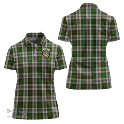 Scottish Hay White Dress Clan Tartan Polo Shirt with Family Crest For Women, Women's Scottish Polo Shirt Scottish Plaid Tartan Plaid - ScotsTee - scotstee.com