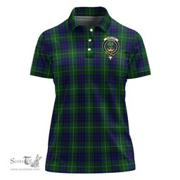 Scottish Hamilton Green Hunting Clan Tartan Polo Shirt with Family Crest For Women, Women's Scottish Polo Shirt Scottish Plaid Tartan Plaid - ScotsTee - scotstee.com