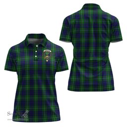 Scottish Hamilton Green Hunting Clan Tartan Polo Shirt with Family Crest For Women, Women's Scottish Polo Shirt Scottish Plaid Tartan Plaid - ScotsTee - scotstee.com