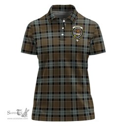 Scottish Graham of Menteith Weathered Clan Tartan Polo Shirt with Family Crest For Women, Women's Scottish Polo Shirt Scottish Plaid Tartan Plaid - ScotsTee - scotstee.com