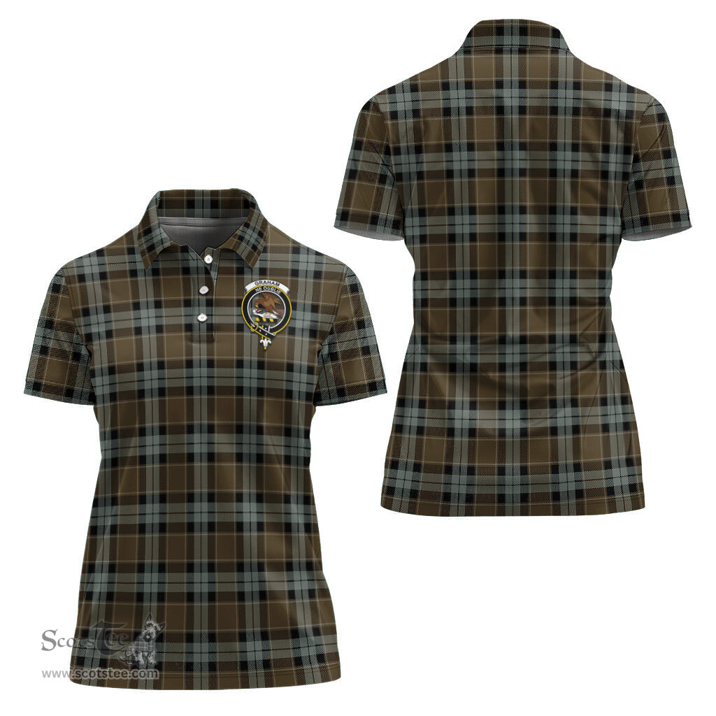 Scottish Graham of Menteith Weathered Clan Tartan Polo Shirt with Family Crest For Women, Women's Scottish Polo Shirt Scottish Plaid Tartan Plaid - ScotsTee - scotstee.com