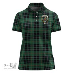 Scottish MacAulay Hunting Ancient Clan Tartan Polo Shirt with Family Crest For Women, Women's Scottish Polo Shirt Scottish Plaid Tartan Plaid - ScotsTee - scotstee.com