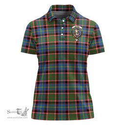 Scottish Glass Clan Tartan Polo Shirt with Family Crest For Women, Women's Scottish Polo Shirt Scottish Plaid Tartan Plaid - ScotsTee - scotstee.com