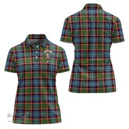 Scottish Glass Clan Tartan Polo Shirt with Family Crest For Women, Women's Scottish Polo Shirt Scottish Plaid Tartan Plaid - ScotsTee - scotstee.com