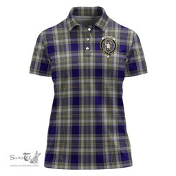 Scottish Livingston Dress Clan Tartan Polo Shirt with Family Crest For Women, Women's Scottish Polo Shirt Scottish Plaid Tartan Plaid - ScotsTee - scotstee.com
