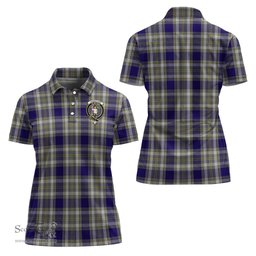 Scottish Livingston Dress Clan Tartan Polo Shirt with Family Crest For Women, Women's Scottish Polo Shirt Scottish Plaid Tartan Plaid - ScotsTee - scotstee.com